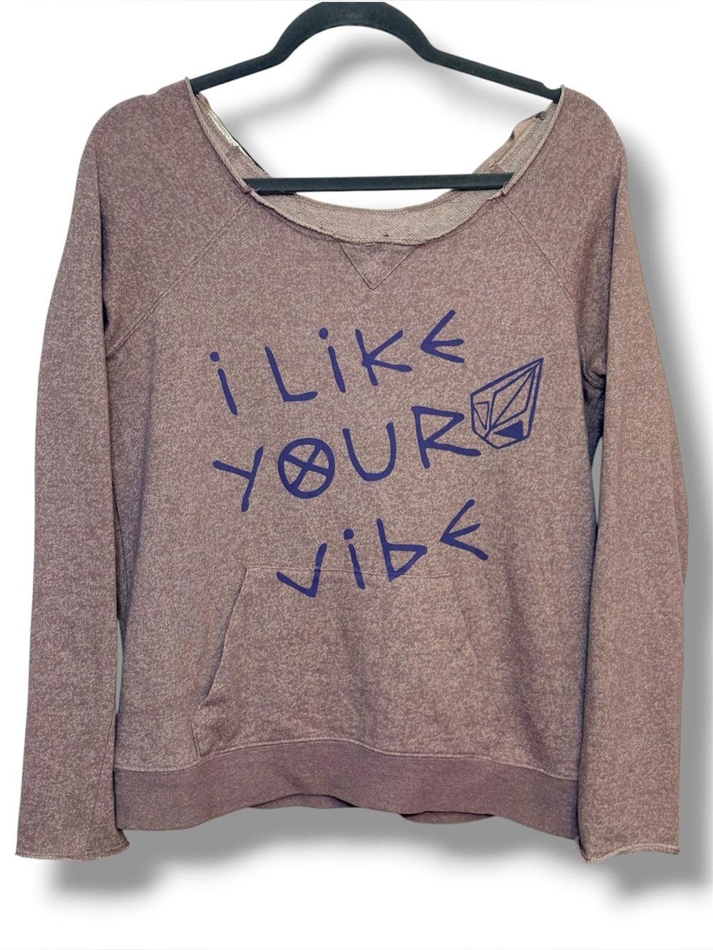 Volcom women L Sweatshirt Pullover Boat Neck Graphic Raw Skater Y2K Indie
